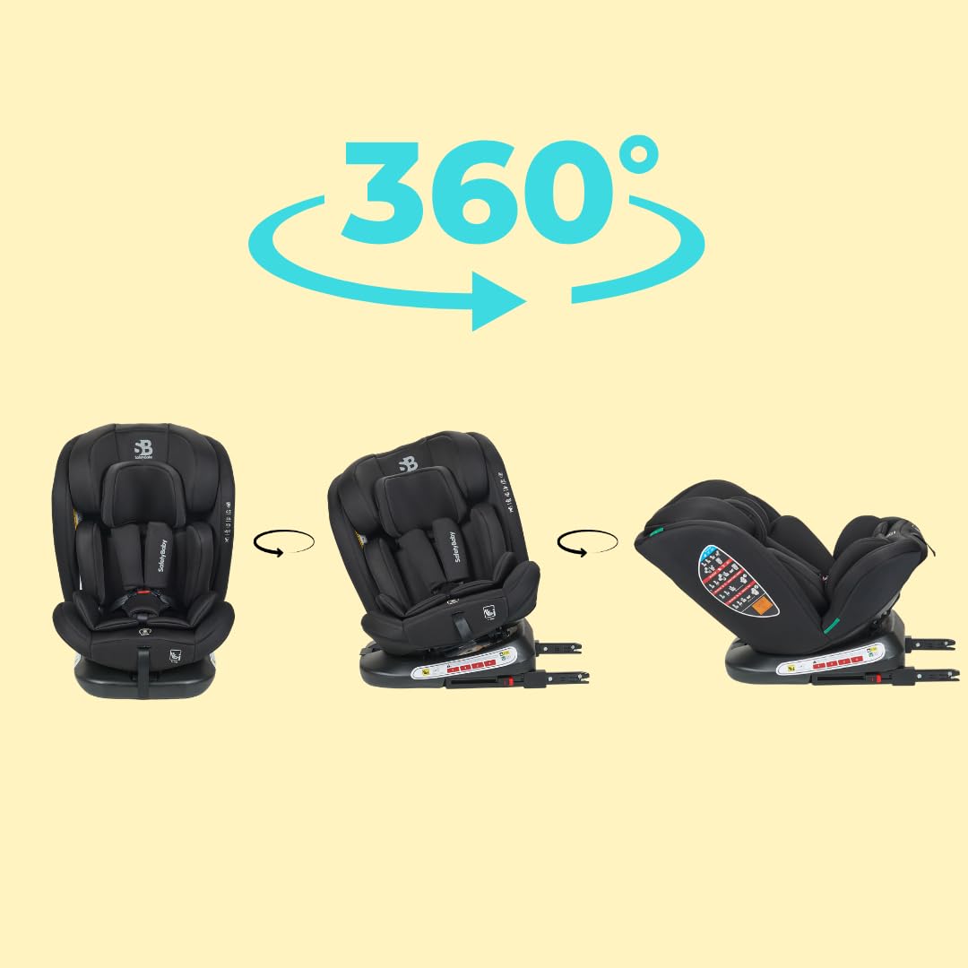Safety Baby - Seggiolino auto Xenon Isofix girevole a 360° I-Size 40-150 cm, evolutivo dalla nascita fino a 12 anni circa, gruppo 0-1-2-3, attacchi isofix - Protezioni laterali