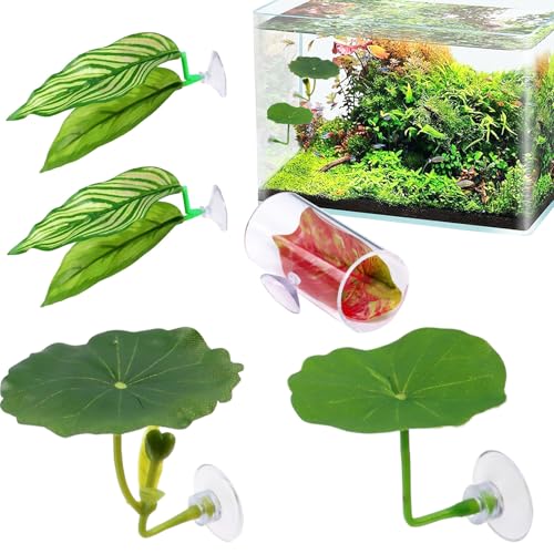 Hamaca de hojas para peces luchando - Hábitat decorativo para acuario, juego de 5 unidades, lugares de descanso con decoración natural para desove