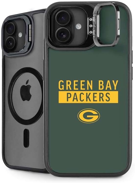 Skinit Kickstand Phone Case Compatible with iPhone 16 - Officially Licensed NFL Green Bay Packers Double Vision Design