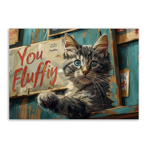 Art captivant sur toile chat drôle 70x100cm pour habiller un salon