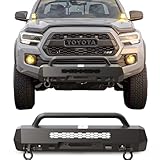 CLAMBER Heavy-Duty Front Bumper for 2016-2023 Toyota Tacoma 3rd Gen, with Winch Plate & D-Ring Mounts, High Strength Carbon Steel, Bolt-On Installation No Drilling