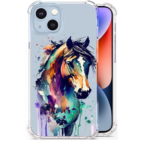 Coque antichoc armure militaire iPhone 14 Plus transparente cheval graffiti Ecute