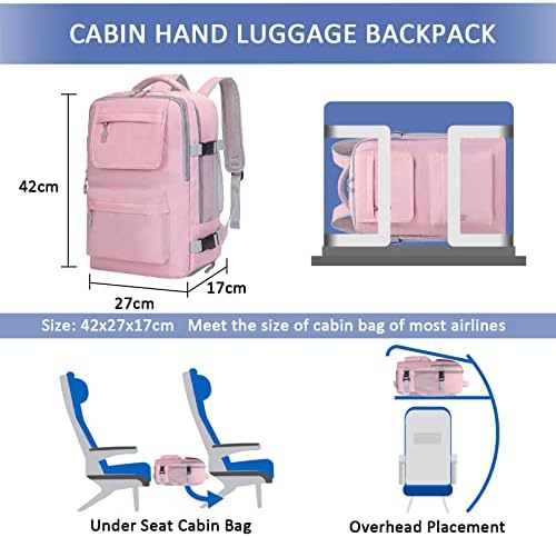 Large Travel Backpack Women,Carry on Backpack Weekend Cabin Size Underseat Hand Luggage Rucksack Bags Casual Daypack for School Hiking Fit for 14 Inch Laptop with Shoes Compartmen