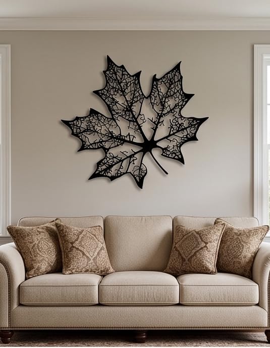 Modern Maple Leaf Metal Wall Art – Intricate Chinar Leaf Silhouette Botanical Decor – Precision CNC Laser Cut Sculpture for Living Room, Bedroom & Office-image-11