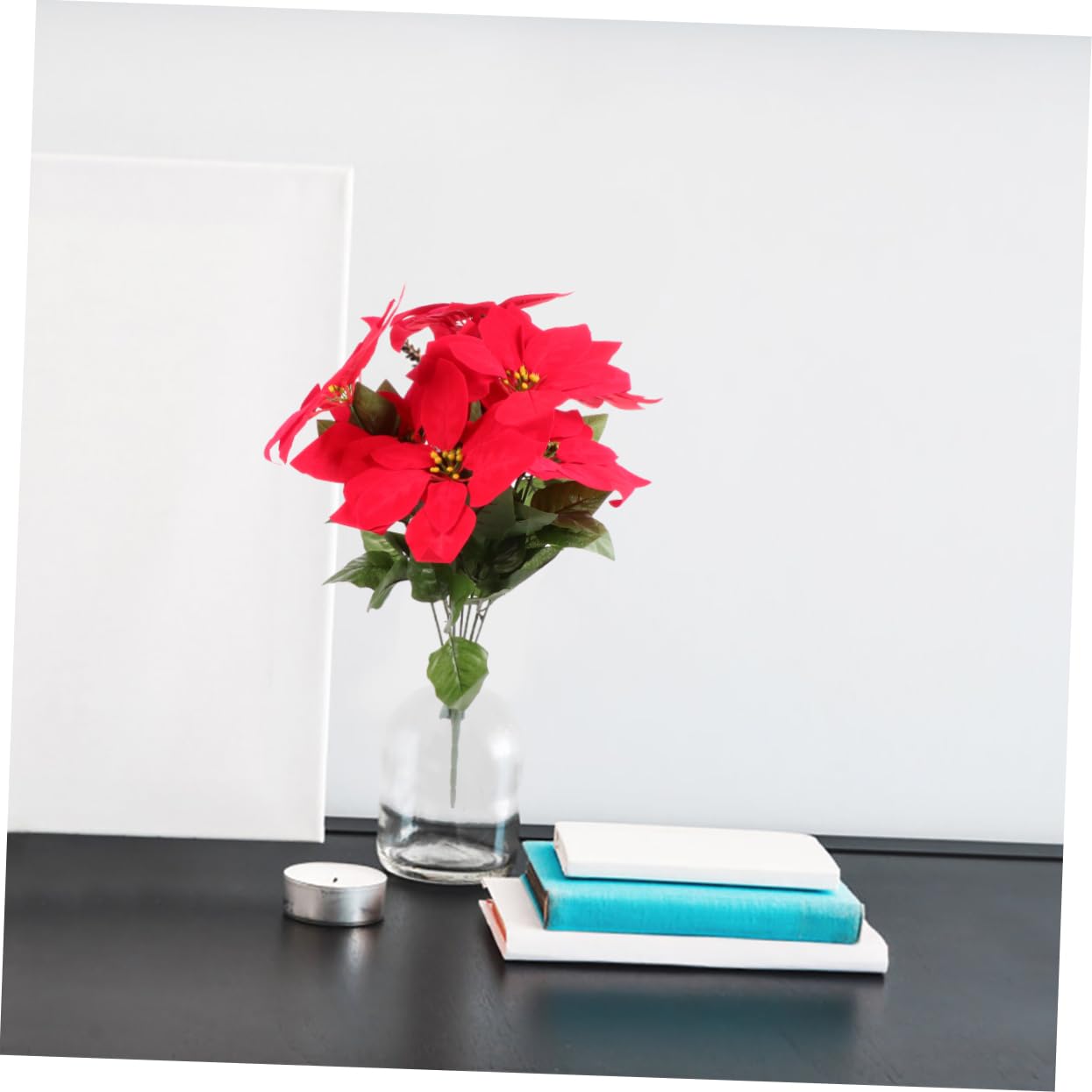 Amosfun 2 Piezas Ramo Artificial de Flor de Roja para Decoración Navideña Flores para Fiestas y Arreglos de Navidad