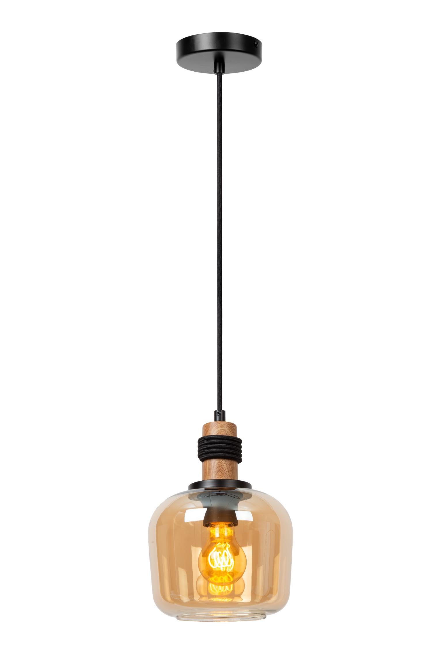 LUCIDE ILONA - Lámpara colgante - Ø 18 cm - 1xE27 - Ámbar