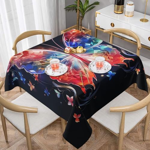 Nappe carrée motif papillon lavable pour intérieur et extérieur - 2