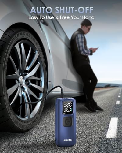 Image of T22 Tire Inflator Protable Air Compressor, 3x Faster 160PSI Air Pump, Auto Cordless Tire Pump, Smart Air Compressor with LED Light and Digital Display for Car Pickup Truck Bike and More, Blue