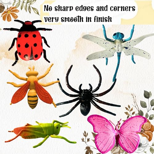 Image of Realistic Insect Toys for Kids 6Pcs Mid Size Reptile Bug Animal Figure Toy for Boys & Girls, Butterfly for 3+ Years Old Boys, Girls, Prank Items for Kids and Children(MID Insect)