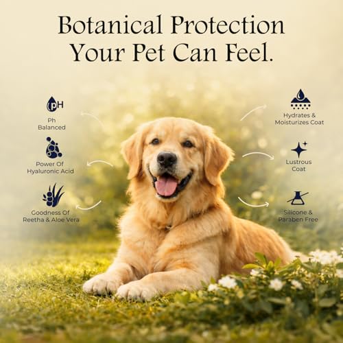 Image of Lozalo Canis Botanica Pet Shampoo 750ml Ultra Moisturizing Dog & Cat Shampoo with Hyaluronic Acid & Reetha Extract, pH Balanced, Anti-Itch, Lustrous Coat, Silicone & Paraben Free Shampoo for All Breed