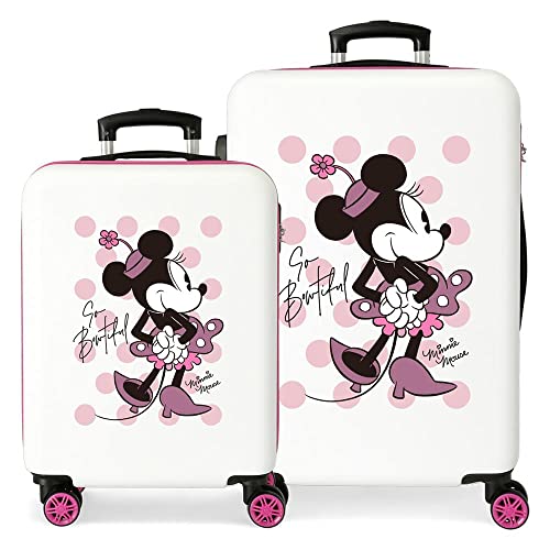 Valise Minnie Disney rose avec serrure latérale à combinaison sécurisée