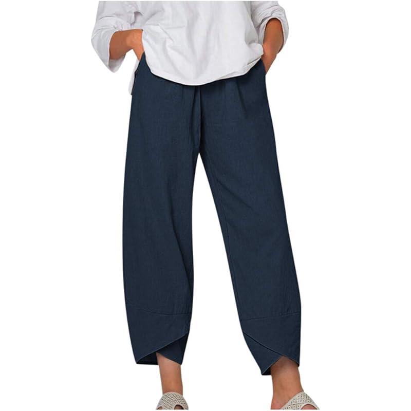 レディース 2種類選べる ワイドパンツ レディース 春夏 女性ハイカジュアルパンツソリッドウエストコットンロングサマールーズストレートパンツ レディース イージーパンツ Ruotda1o5l Festaforfriends Com Br