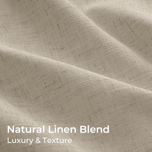 Pinch Pleated Blackout Curtains 84 Inch Long, Linen Blend, 100% Blackout Drapes with 20 Hooks, Ideal for Bedroom and Living Room, 40" W x 84" L (Pack of 2), Dark Flax