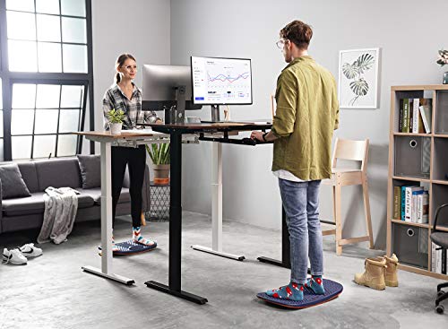 Image of FEZIBO Standing Desk Mat with Anti Fatigue Bar, Wooden Wobble Balance Board with Ergonomic Design Comfort Floor Mat