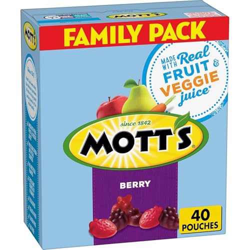 Mott's Berry Fruit Flavored Snacks, Valentine's Day, Gluten Free, Family Pack, 40 Ct, 32 oz