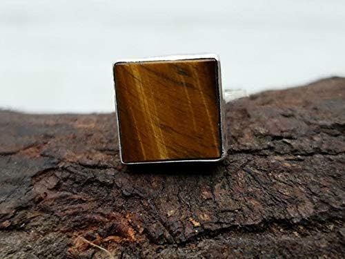 925 SterlingSilver Natural Certified 5ct Tigers Eye Valentines Day Ring US6.5