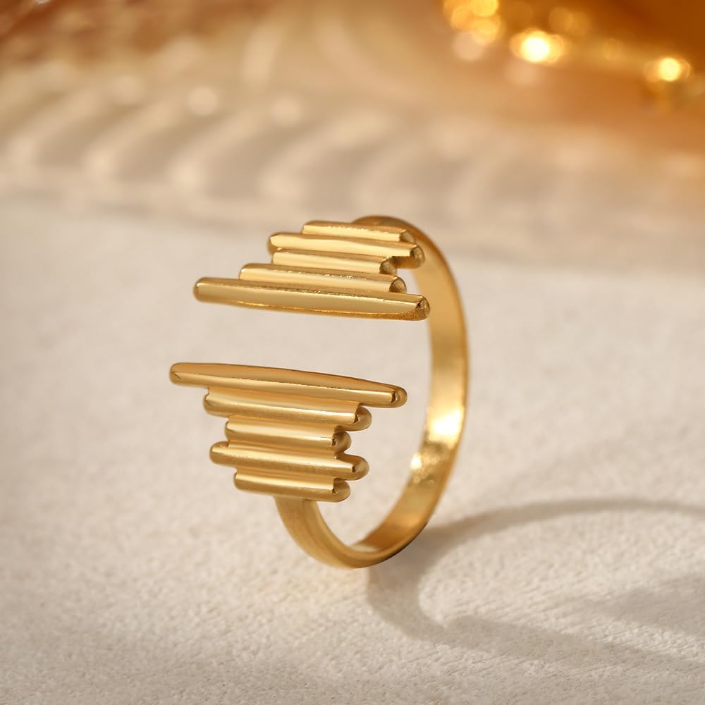 S&P minimalist open ring, modern simple Design, Adjustable Statement ring for Women, 18K Gold Plated ring for Women, Hypoallergenic, Tarnish Resistant, Minimalist Jewelry, Gift for Her - Image 5