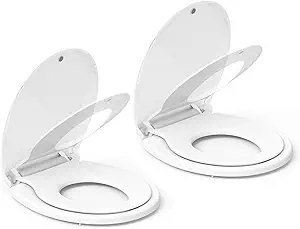 Toilet Seat, Round Toilet Seat with Toddler Seat Built in, Potty Training Toilet Seat Round Fits Both Adult and Child, with Slow Close and Magnets- Round 2 Packs