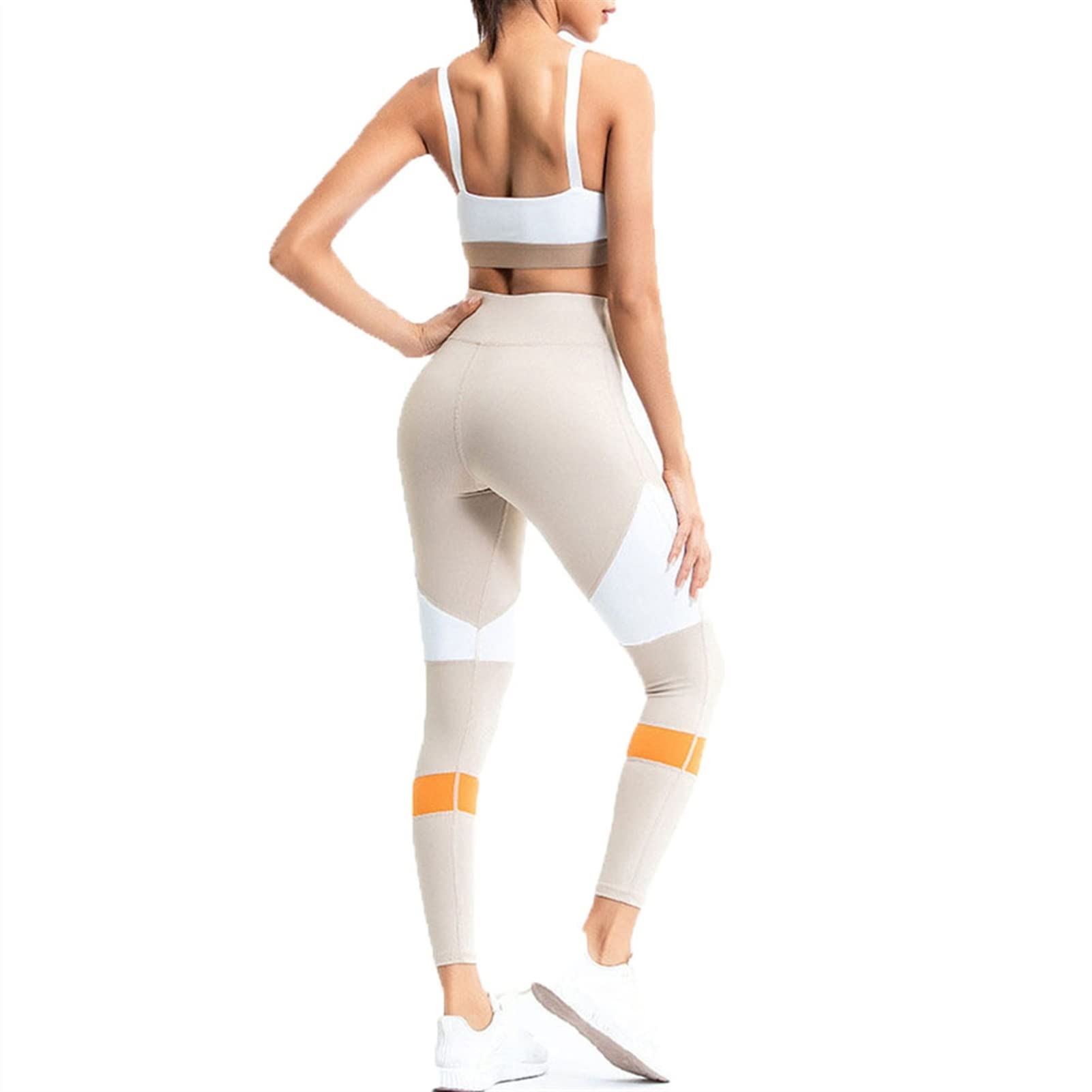Zestaw odzieży do jogi, 2-częściowy zestaw dresów treningowych, dla kobiet, Color Block Quick Dry Trening, 2 sztuki, garnitur tłokowy do jogi, ochraniaczy, bez ramion, sportowy biustonosz z siateczki, zestaw do jogi, fitnessu, 2 sztuki