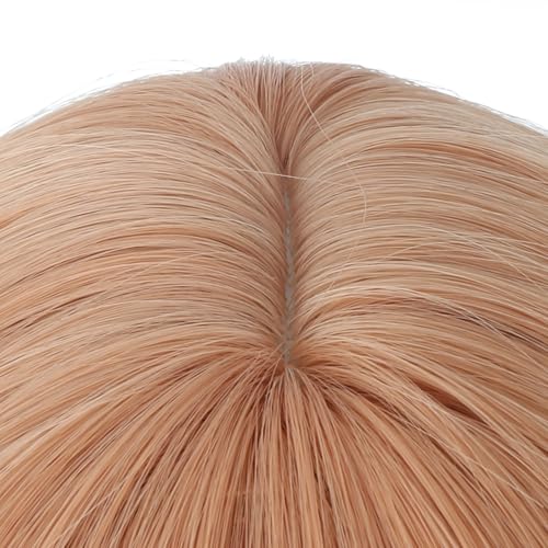 Image of PATTNIUM Light Orange Wig for Kids Girls Short Orange Curly Wigs with Bangs Shoulder Length Wavy Heat Resistant Synthetic Wig