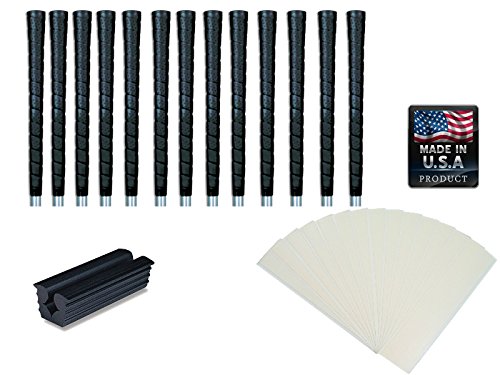 Tacki-Mac Golf Grips Standard Size Black Pro Tour Wrap Grip Kit (13 Grips, Grip Tape, clamp, Instructions)