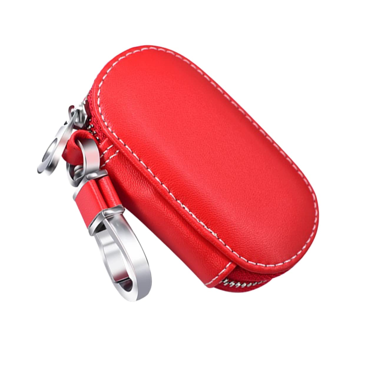 SOLUSTRE 3pezzi Portachiavi Pelle Per Auto Con Cerniera Borsa Portachiavi Multifunzionale Rossa Organizer Per Chiavi e Monete Design Elegante e Resistente Per Uomini