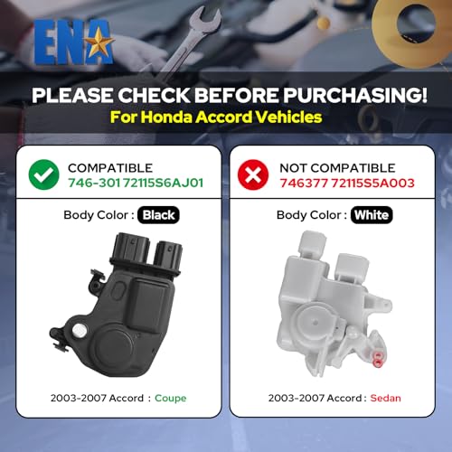 Image of ENA Front Right Passenger Side Door Latch Lock Actuator Compatible with Acura RSX 2002-2006, Honda Accord CR-V Odyssey Pilot 2003-2010 V6 2.4L 3.5L for 72115-S6A-J01 72115-S6A-J11 746-301