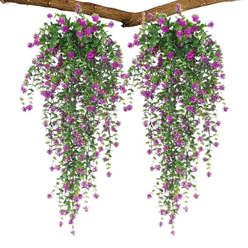 Generisch Kunstpflanzen Zum Aufhängen | 2er-Set Künstliche Eukalyptus-Pflanzen,Realistische UV-Beständige Wanddekoration Für Wohnzimmer Balkon Innenbereich Hochzeit Garten Badezimmer Schlafzimmer