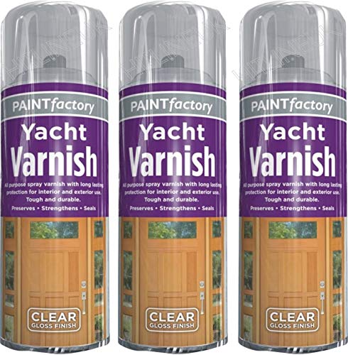 3 X All Purpose Yacht Varnish 400ML - Professional Gloss Finish Spray Wood Color Paint