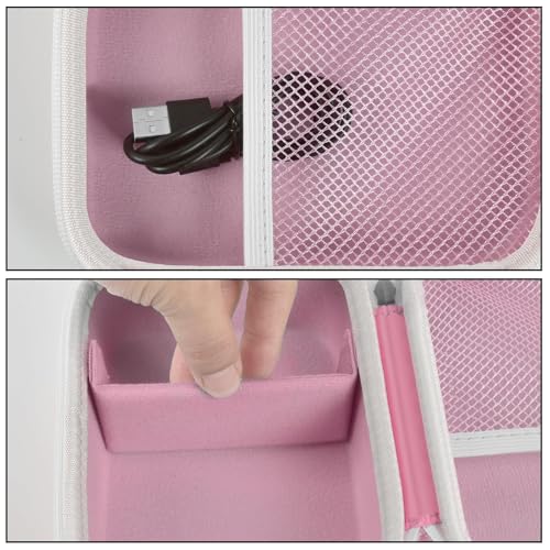 Image of Boobowl Hard Case for Phomemo M110 /M110S Label Maker, Case Only | Organized Label Roll Storage, Mesh Pocket for Charging Cable, Home Office Inventory, Small Business - Pink