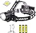 XLENTGEN Linterna Frontal LED XHP90 USB Recargable Linterna Cabeza Alta Potencia 20000 Lúmene Impermeable 4 Modos con luz COB Batería para Camping Excursión Pesca Caza Acampar Cenderismo Interiores