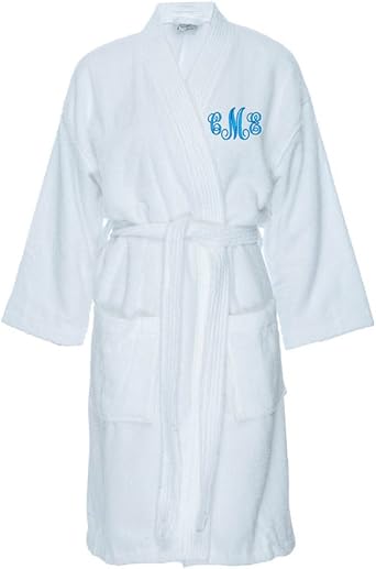 Classy Bride Monogrammed Terry Cloth Kimono Robe - White
