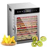 Essiccatore per Alimenti in Acciaio Inox - 8/12/18 vassoi con Pannello Touch, Timer e termostato per Verdure essiccate e Snack a 12 Strati