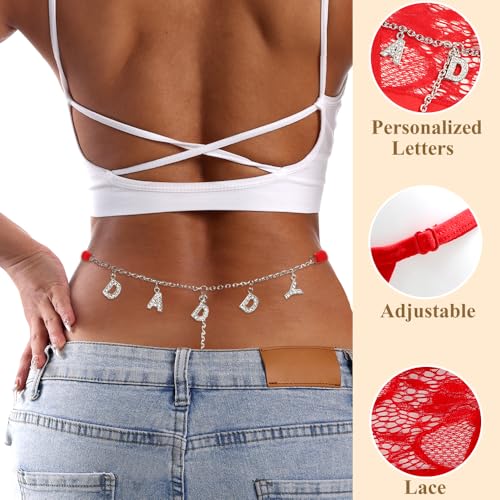 Image of Sexy Underwear for Women, Lace Thongs with Sparkling Letter Charms, Fun and Flirty Panties for Women Sexy