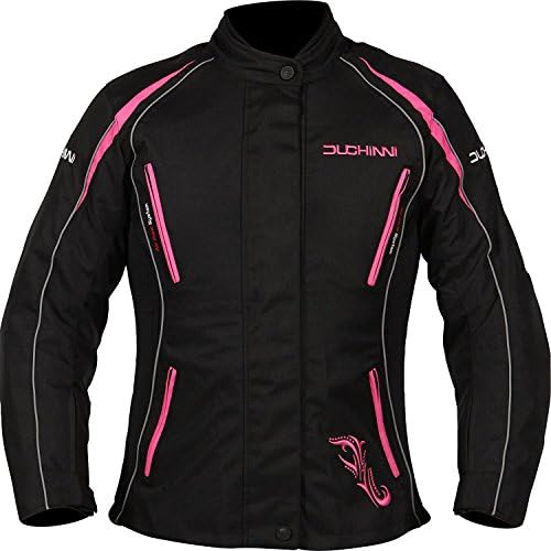 DUCHINNI Women's 4 Season Motorcycle Jacket (Black/Red, US 14/UK 18)