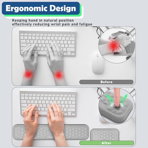 Image of ZORBES Desktop Forearm Support & Wrist Rest, Set of 2Pcs Memory Foam Forearm and Wrist Rest for Home, Office, Ergonomic Honeycomb Textured Design, Relieves Hand Strain & Shoulder Pressure