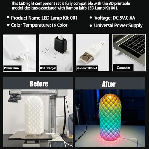 Lampe LED pour impression 3D Bambu Lab RVB avec télécommande USB - 5