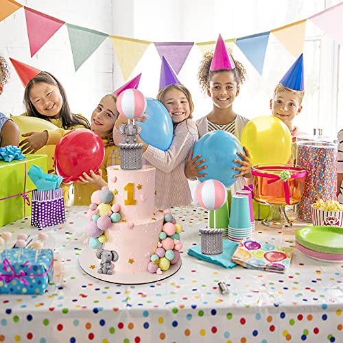 23 Pcs Hot Air Balloon Elephant Cake Decoration Cute Baby Elephant Cake Decorations Pearl Balls Cake Picks Elephant Theme Birthday Baby Shower Cake Decoration Supplies Pink White #TOP4