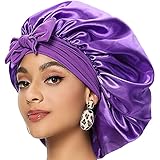 Satin Bonnet for Women, Jumbo Hair Bonnet for for Braids for Sleeping, Large Satin Bonnets for Black...