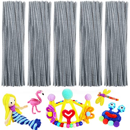 Image of Pipe Cleaners - Craft Supplies for Arts & Crafts (Grey)