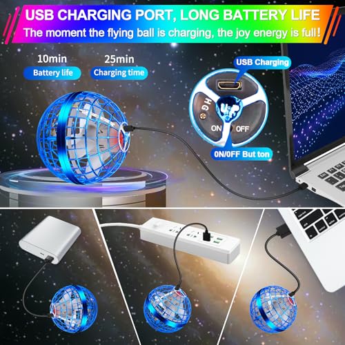 Image of Flying Orb Ball Toy,2026 Upgraded Parachute LED,Magic Hand Controlled Flying Gravity Ball,Cosmic Globe Boomerang,Cool Christmas Birthday Gift for 6 7 8 9 10+ Year Old Boys Girls-Blue & Purple
