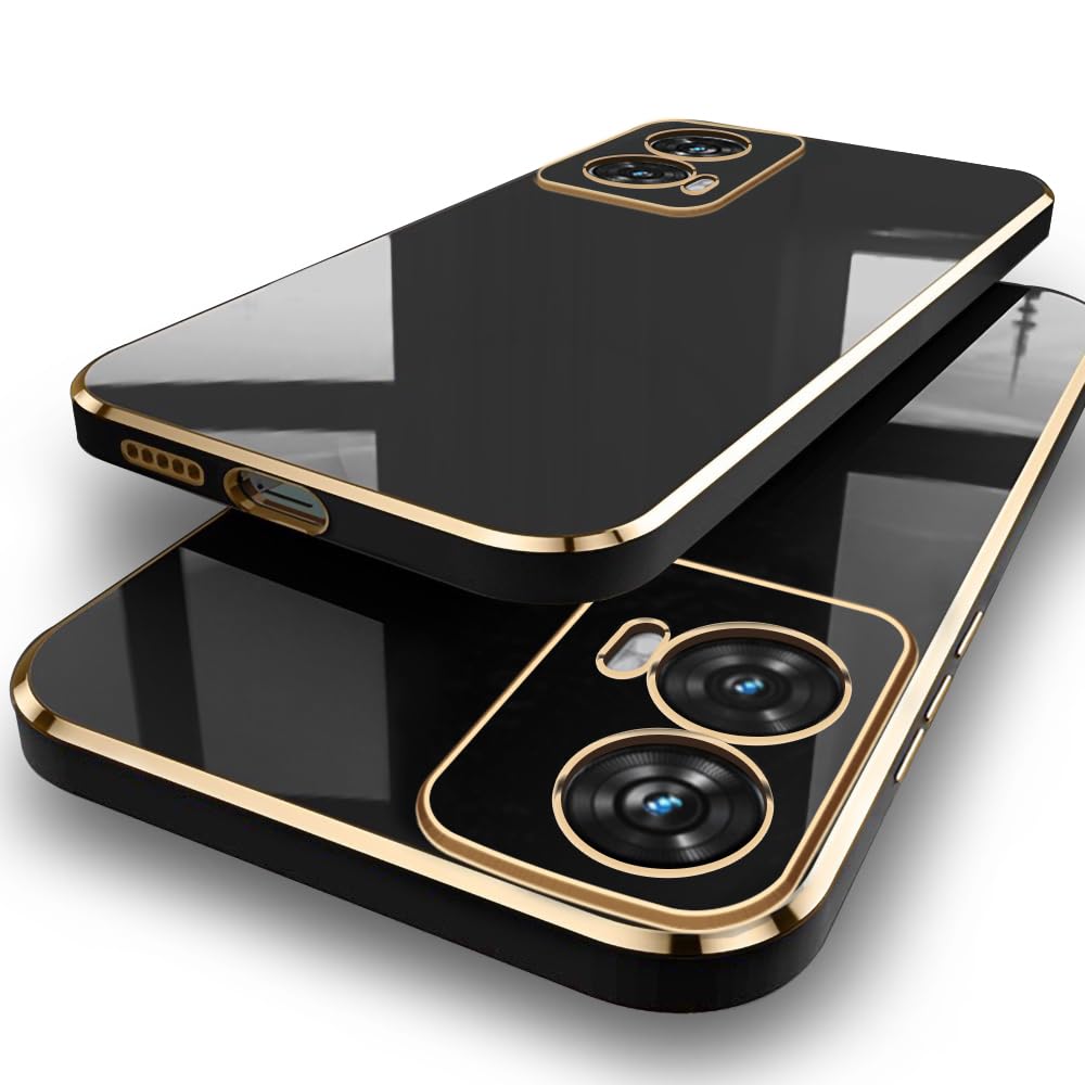 TheGiftKart Luxurious Golden-Plated Back Cover Case for Motorola Moto G85 5G | Raised Lips for Camera & Screen Protection | Shockproof Design | Stylish Back Cover for Moto G85 5G (TPU, Black) (B0D8YSBRL2) Amazon Price History, Amazon Price Tracker