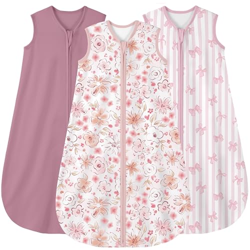 Image of Yoofoss Baby Sleep Sack 0-6 Months Wearable Blanket for Babies 100% Organic Cotton 2-Way Zipper TOG 0.5 Toddler Sleeping Sack 3 Pack, Comfy Lightweight Sleep Sacks