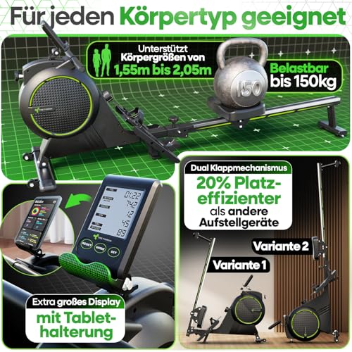 Neues TRETMANN Rudergerät im intensiven Test: Athlet rudert kraftvoll auf Level 14