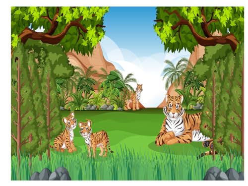 Image of Cartoon Design Kids Theme Vinyl Poster Animals Wallpaper Wall Sticker for Home Decor, Living Room, Bedroom,Kids Room, Play Room (Self Adhesive Vinyl, 5x7 feet i.e 60x84 inch) 05