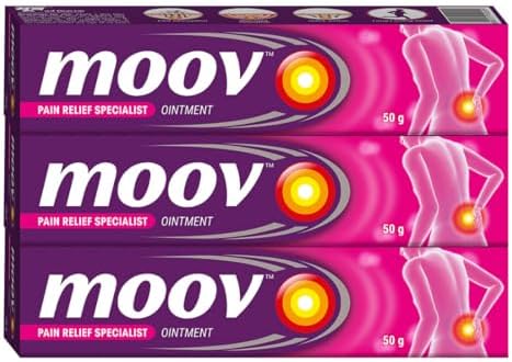 Moov Fast Pain Relief Cream - 50g (Pack of 3) | Suitable for Back Pain, Muscle Pain, Joint Pain, Knee Pain | 100% Ayurvedic Formula | Suitable for Sports & Gym related injuries
