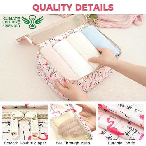 Image of BAGAIL 9 Set Packing Cubes with Packing List Luggage Packing Organizers for Travel Accessories (Flamingo)