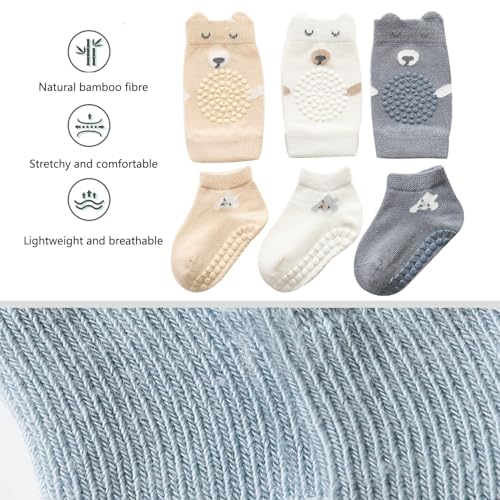 Isanpan Unisex Baby Crawling Anti-Slip Knee Pads And Socks,Save Baby Knee And Ankle thumb #4