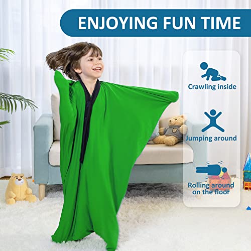 Image of OUTREE Sensory Sock for Kids, 3-5 Years, Small, 36x25.5, Good for Height:33'' - 42'', Full Body Sock Provide Deep Pressure, Sensory Sack for Autistic Children, Body Sock with A Carrying Bag, Green