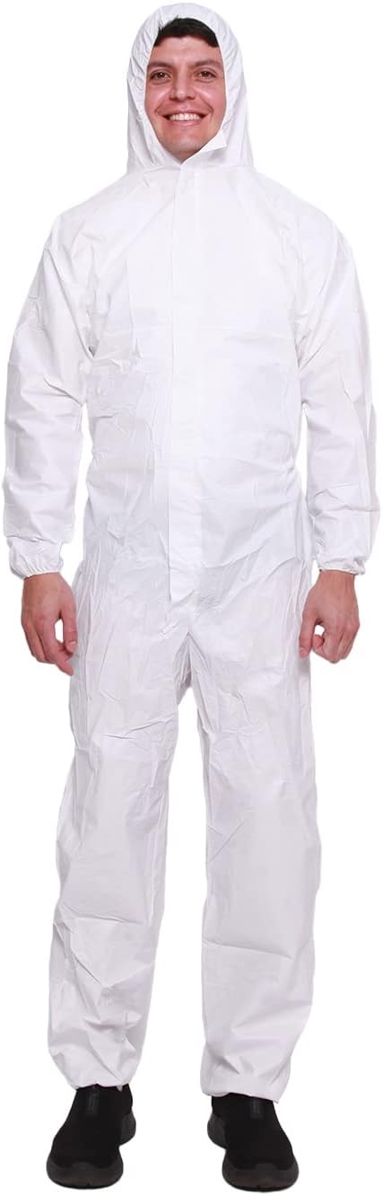 Unisex Disposable Hazmat Type Coverall with Hood Health and Safety Protective Clothing Category 3